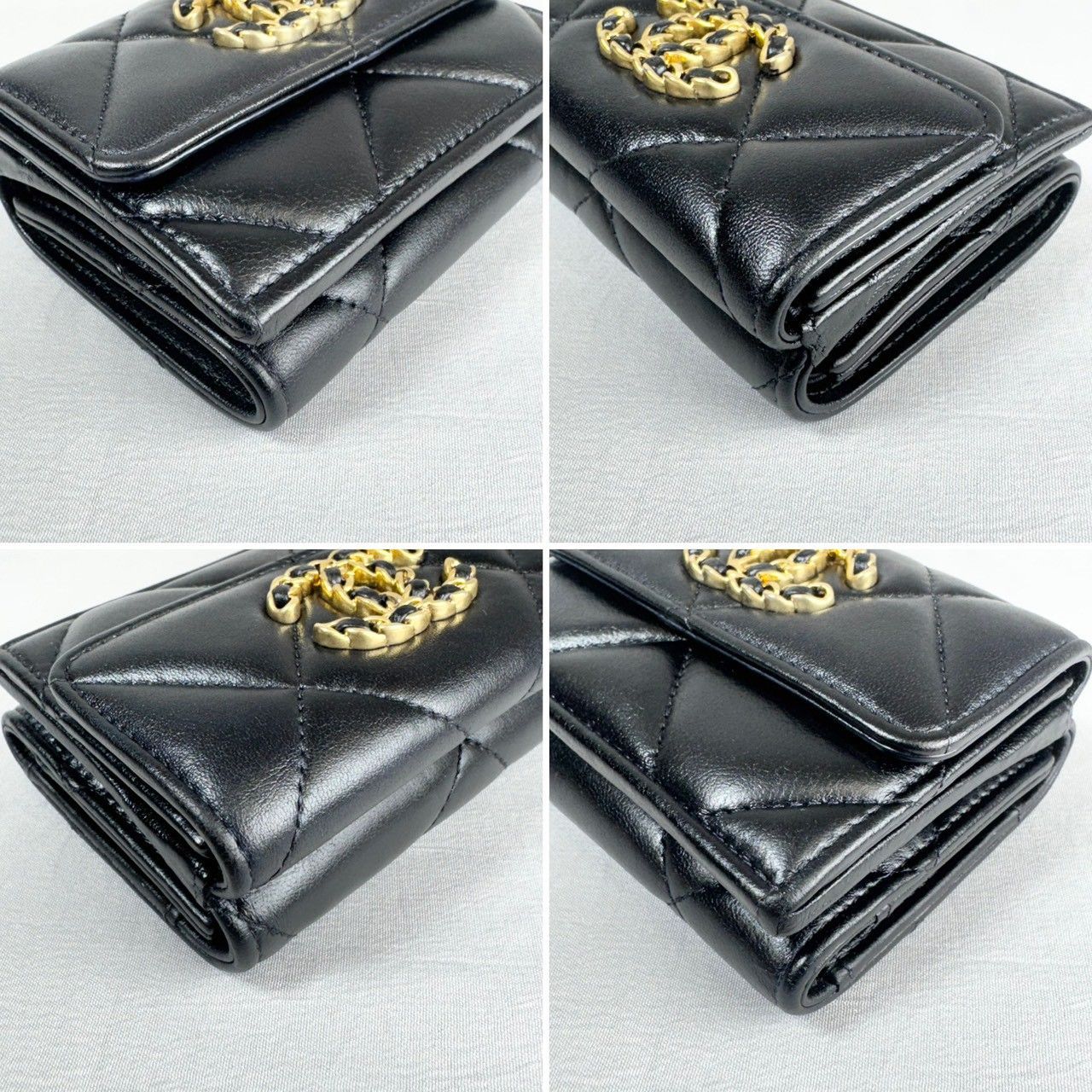近年モデル・美品】CHANEL シャネル19 ディズヌフ コンパクト 三つ折り