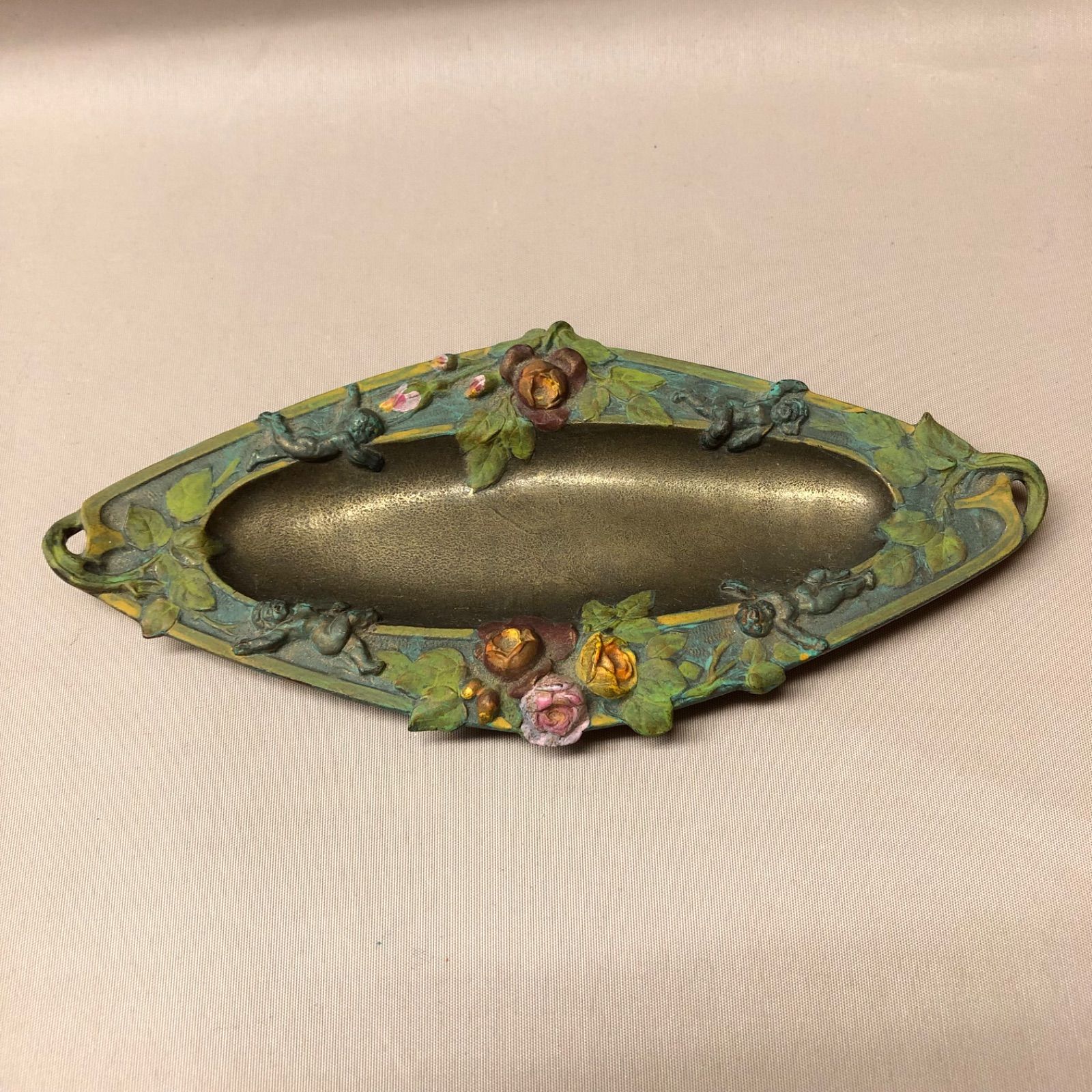 希少 Michal Negrin ヴィンテージ ジュエリートレイ 小物入れ 薔薇 天使 エンジェル 真鍮 インテリア ディスプレイ 小物入れ 8,140円