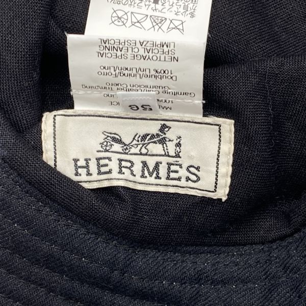 ○ エルメス HERMES バケットハット ストローハット リネンハット 帽子