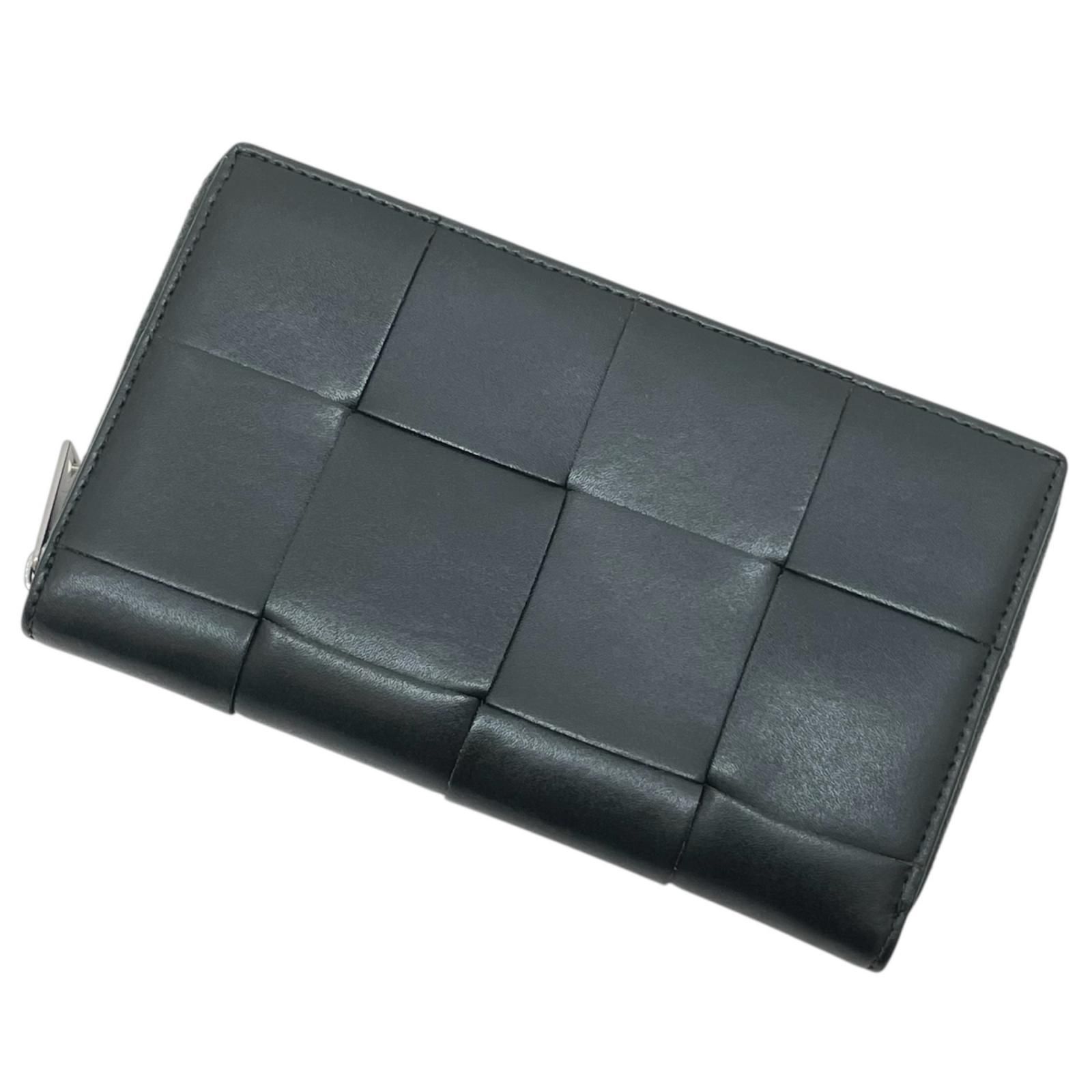 【中古】BOTTEGA VENETA | ボッテガヴェネタ マキシイントレチャート カセット ラウンドファスナー長財布 カーキグリーン【尾張小牧店】