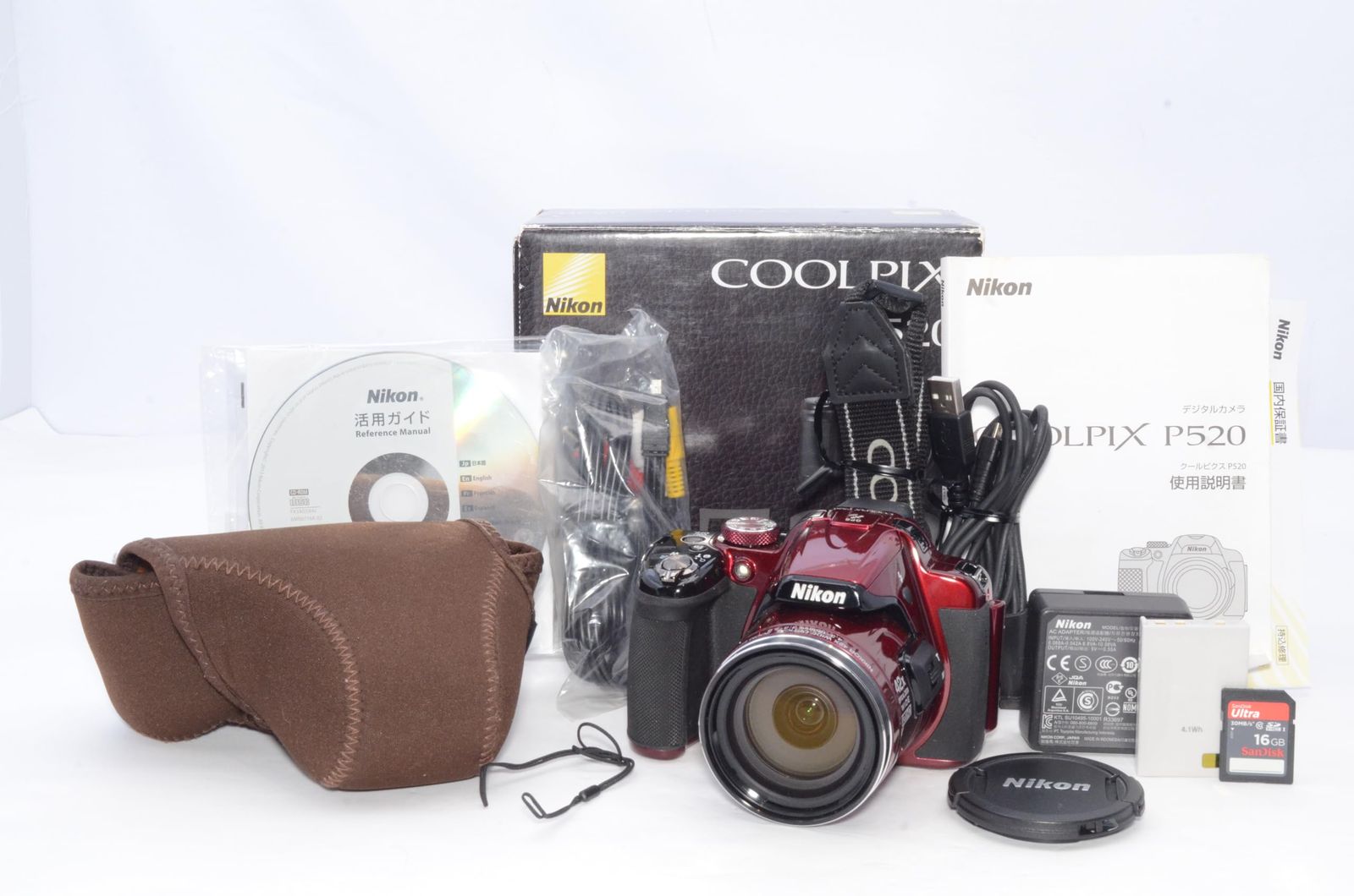 Nikon COOLPIX P520 レッド 光学42倍ズーム 動作確認済み SDカード付