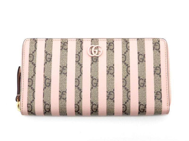 GUCCI グッチ ダブルG ストライプ ジップアラウンドウォレット PVC