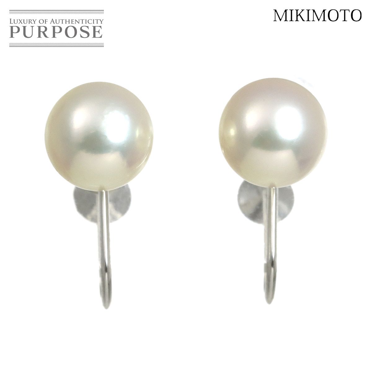 ミキモト MIKIMOTO アコヤ真珠 7.7mmm イヤリング K18 WG ホワイトゴールド 750 パール Akoya Pearl Earrings 90318432