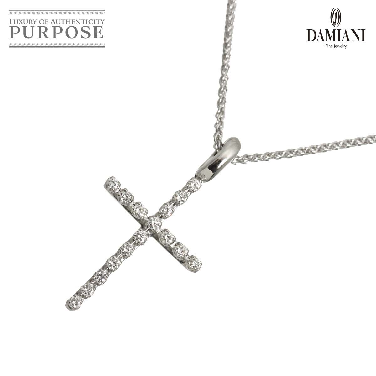 ダミアーニ DAMIANI ミステリー クロス ダイヤ ネックレス 43cm K18 WG 750 Mystery Cross Diamond Necklace 90319227