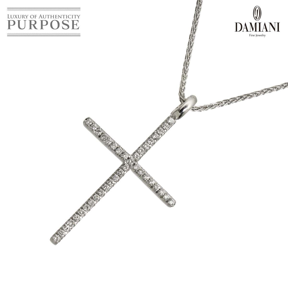 ダミアーニ DAMIANI ミステリー クロス ダイヤ ネックレス 51cm K18 WG 750 Mystery Cross Diamond Necklace 90319228