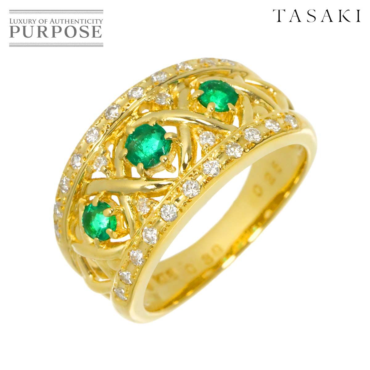 タサキ TASAKI 11号 リング エメラルド 0.38ct ダイヤ 0.25ct K18 YG イエローゴールド 750 指輪 田崎真珠 Ring 90319489 108,900円