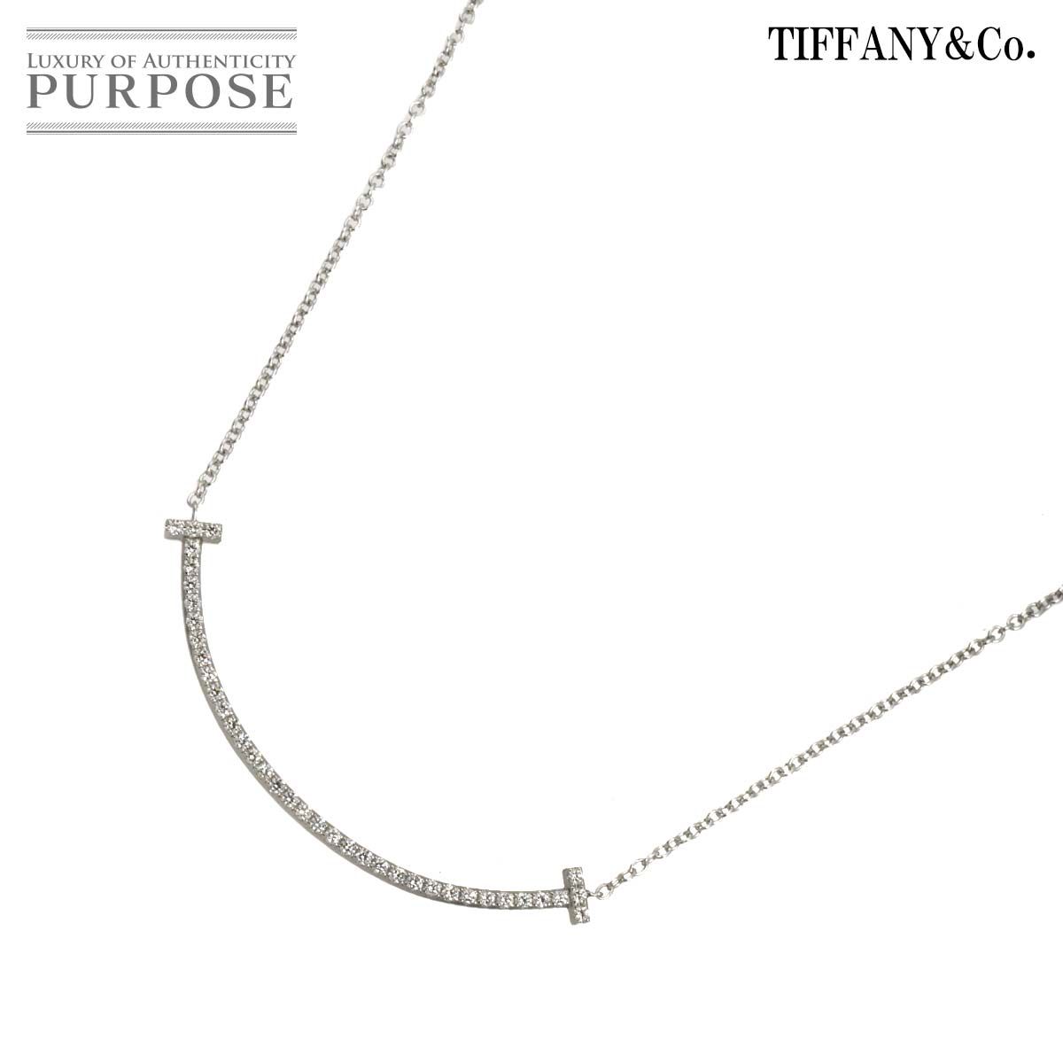 ティファニー TIFFANY&Co. T スマイル ダイヤ ネックレス スモール 40cm K18 WG ホワイトゴールド 750 T Smile Necklace 90322949