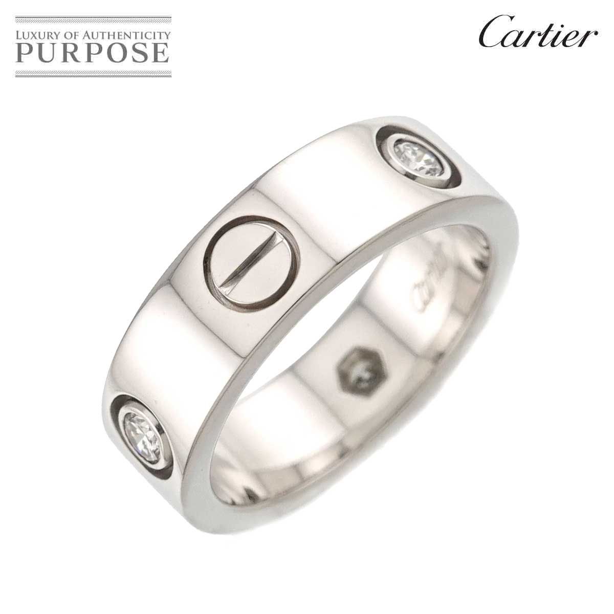 Cartier リング 49 カルティエ ラブリング ダイヤ4P カルティエ Cartier ラブ クラシック #49 リング ハーフ ダイヤ 3P K18