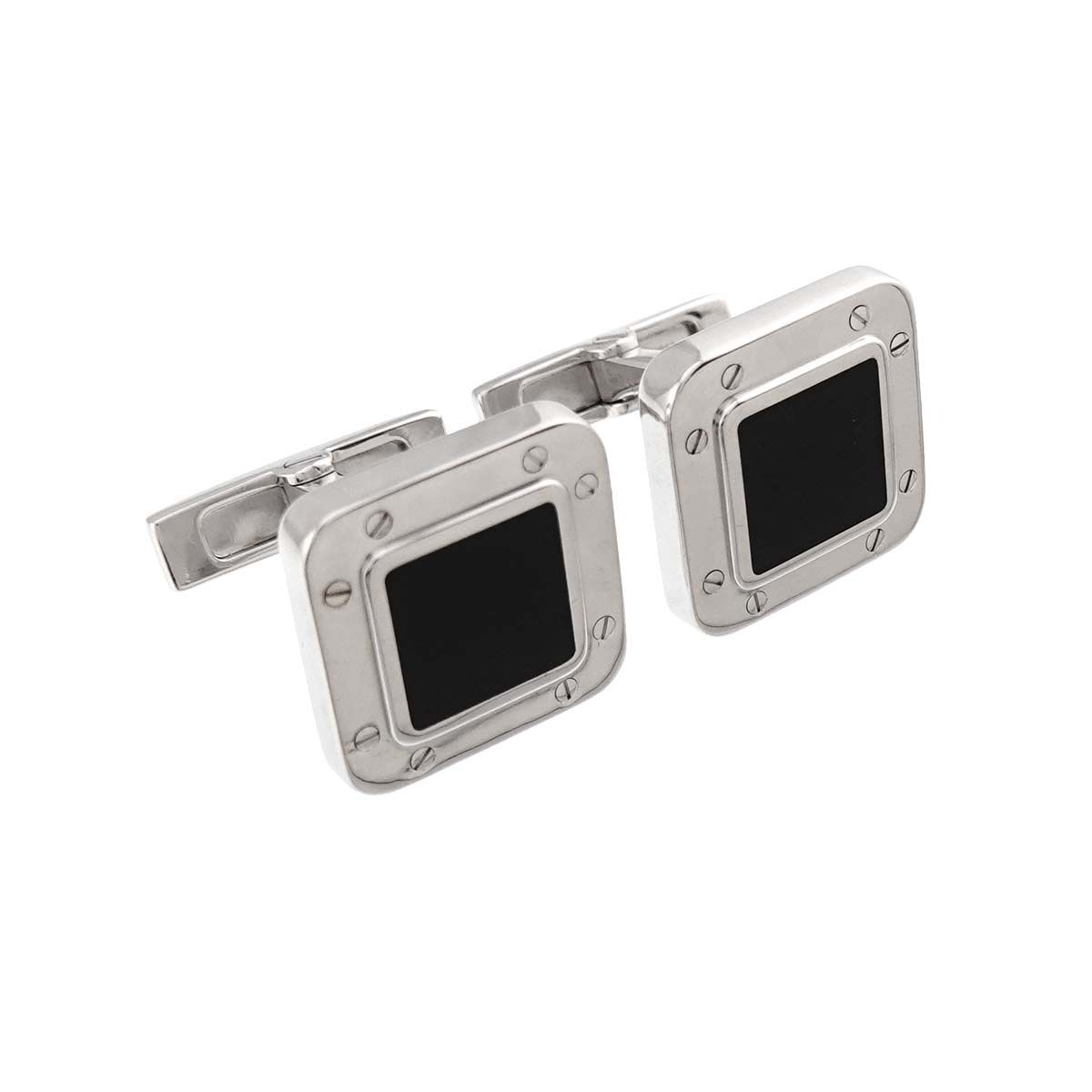 カルティエ Cartier サントス オニキス カフス SV シルバー Cufflinks
