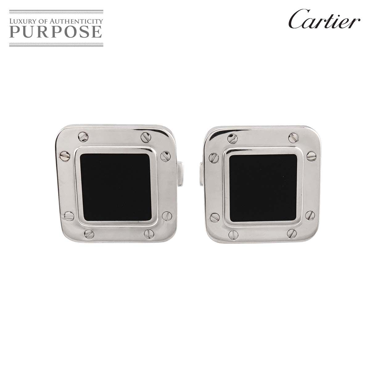 カルティエ Cartier サントス オニキス カフス SV シルバー Cufflinks