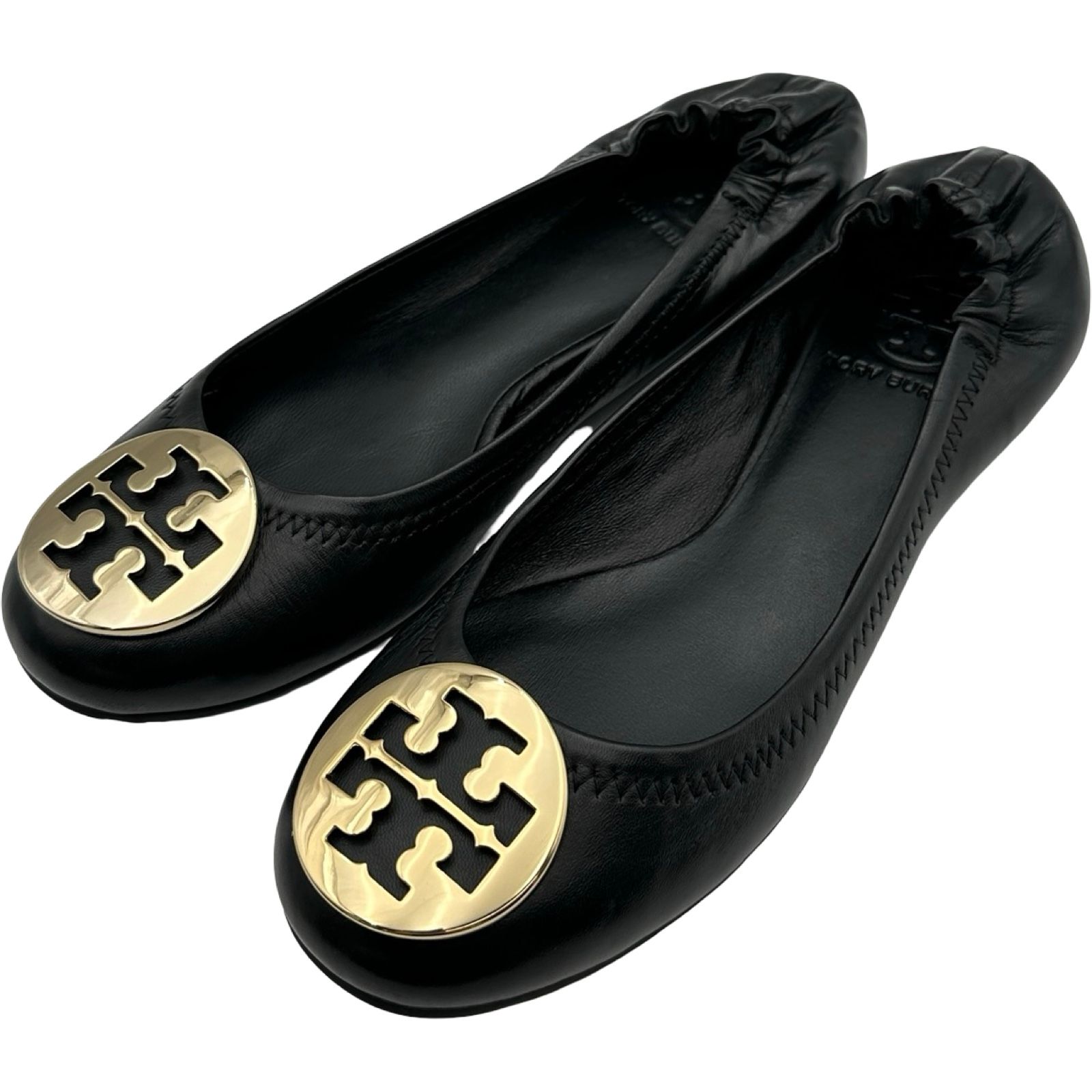 トリーバーチ TORY BURCH ロゴプレート フラットシューズ ブラック レザー レディース その他靴