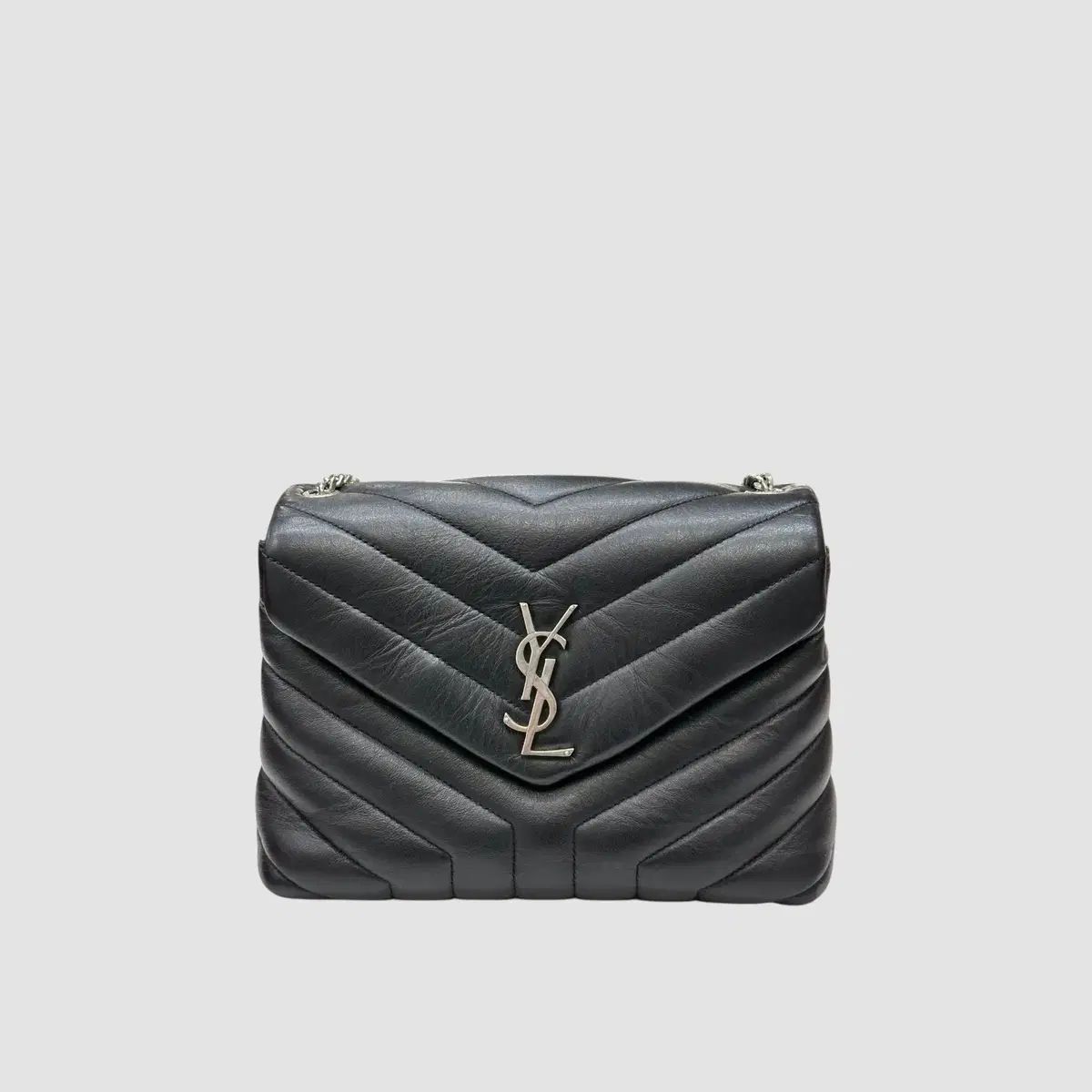 Saint Laurent サンローラン ルル 麻 マトラッセ スモール ブラック シルバー