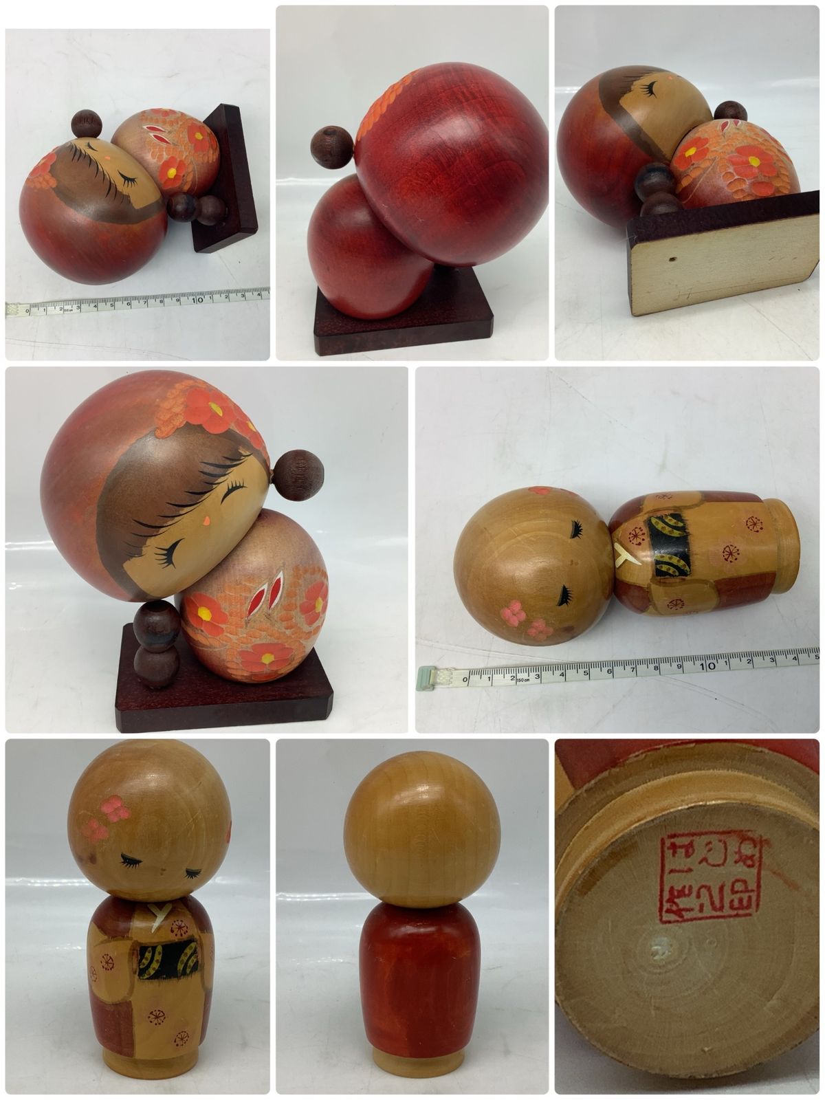 5296 【まとめ】創作こけし 伝統こけし 9体セット 宮下はじめ他