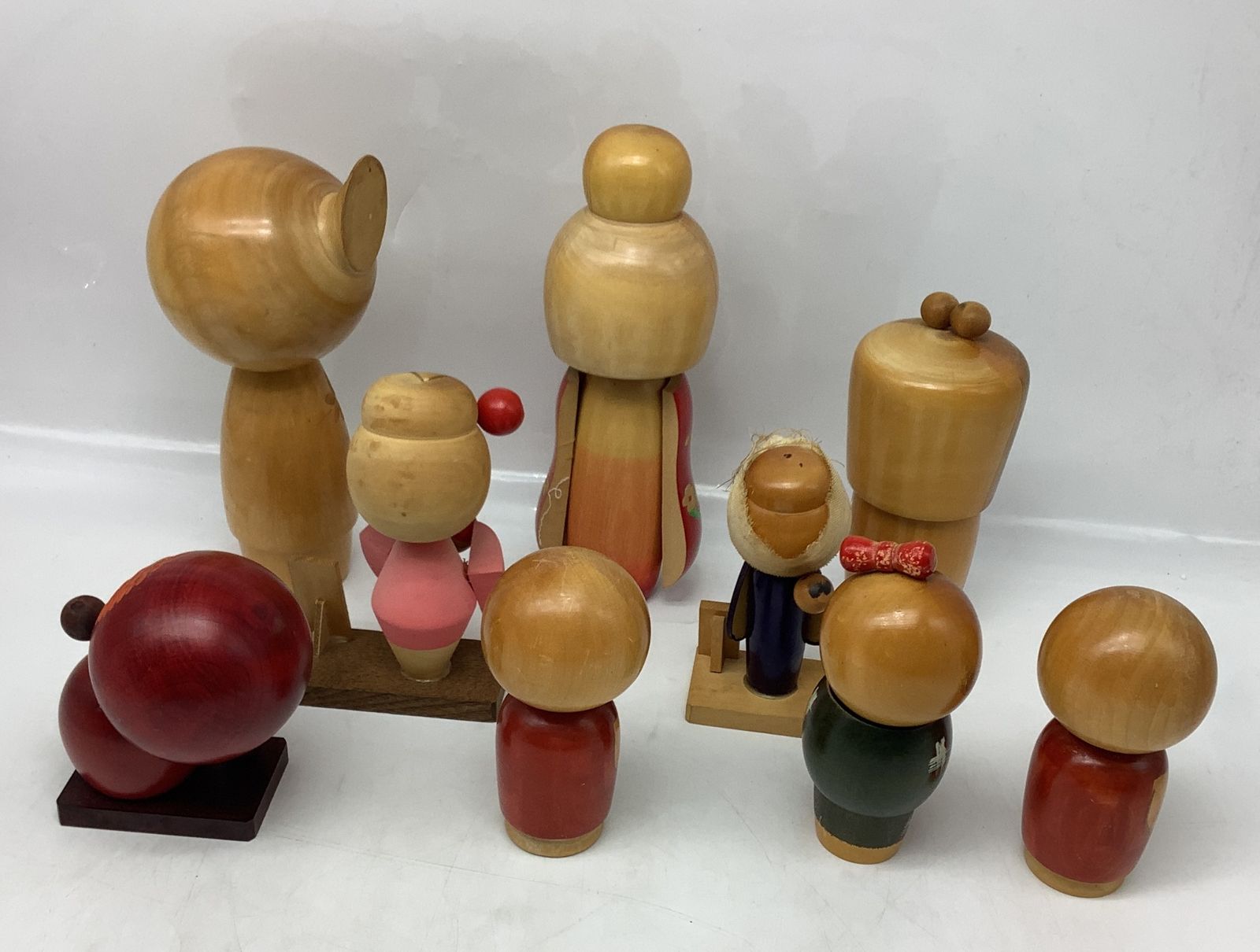 5296 【まとめ】創作こけし 伝統こけし 9体セット 宮下はじめ他