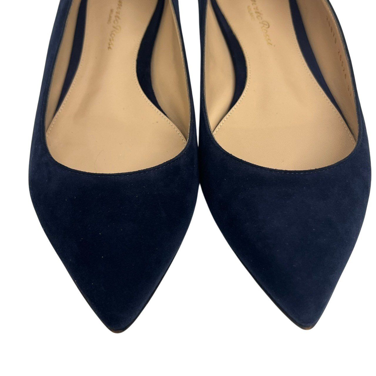 美品/Gianvito Rossi/ジャンヴィトロッシ/20879/GIANVITO FLAT/バレエシューズ/スエード/ネイビー/37/RS1439