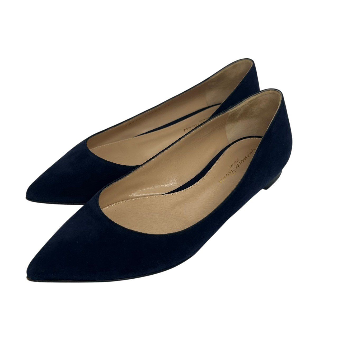 美品/Gianvito Rossi/ジャンヴィトロッシ/20879/GIANVITO FLAT/バレエシューズ/スエード/ネイビー/37/RS1439