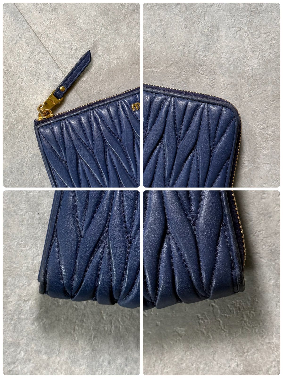 美品 MIU MIU ミュウミュウ マテラッセ レザー L字ファスナー長財布
