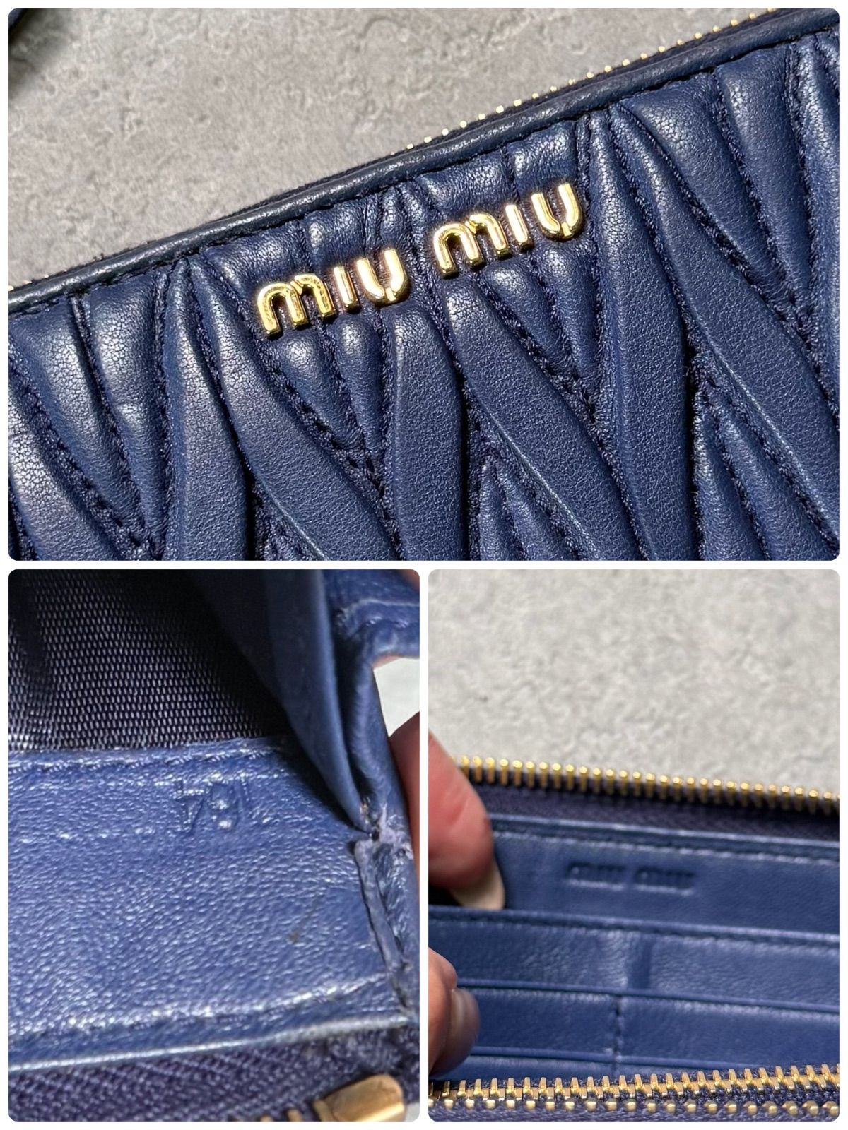 美品 MIU MIU ミュウミュウ マテラッセ レザー L字ファスナー長財布