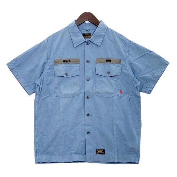 WTAPS ダブルタップス シャンブレー シャツ ワーク ミリタリー 半袖 BUDS SS 171GWDT-SHM02 メンズ サイズ3 ブルー トップス DM19221■