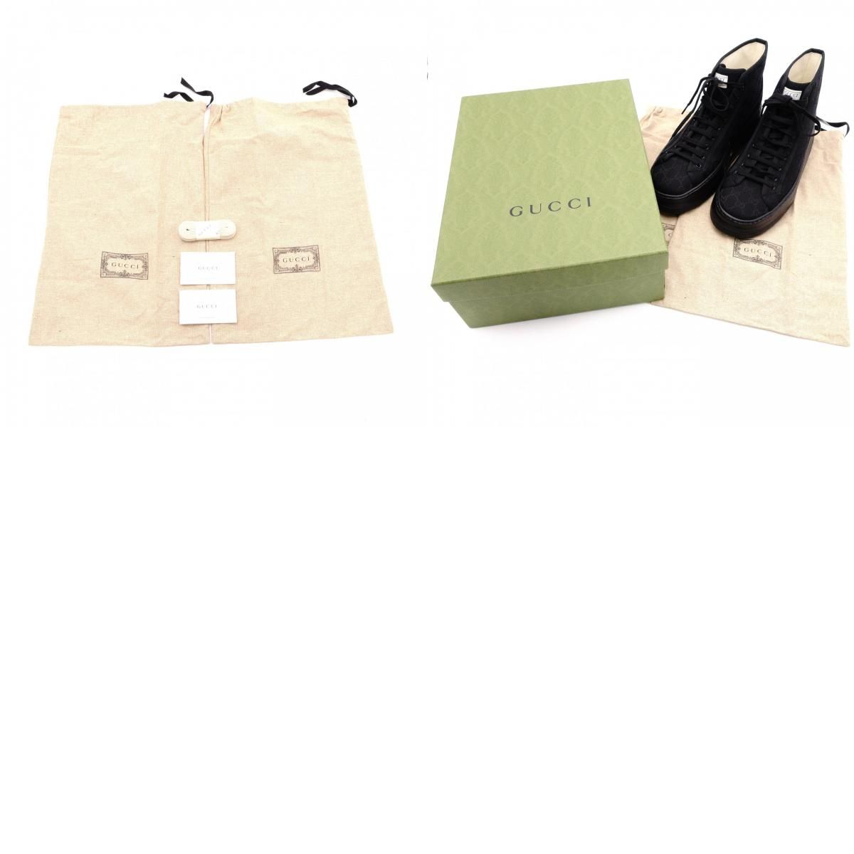 未使用 GUCCI グッチ スニーカー キャンバス ブラック メンズ US11.5 約29cm～29.5cm 黒 GGロゴ