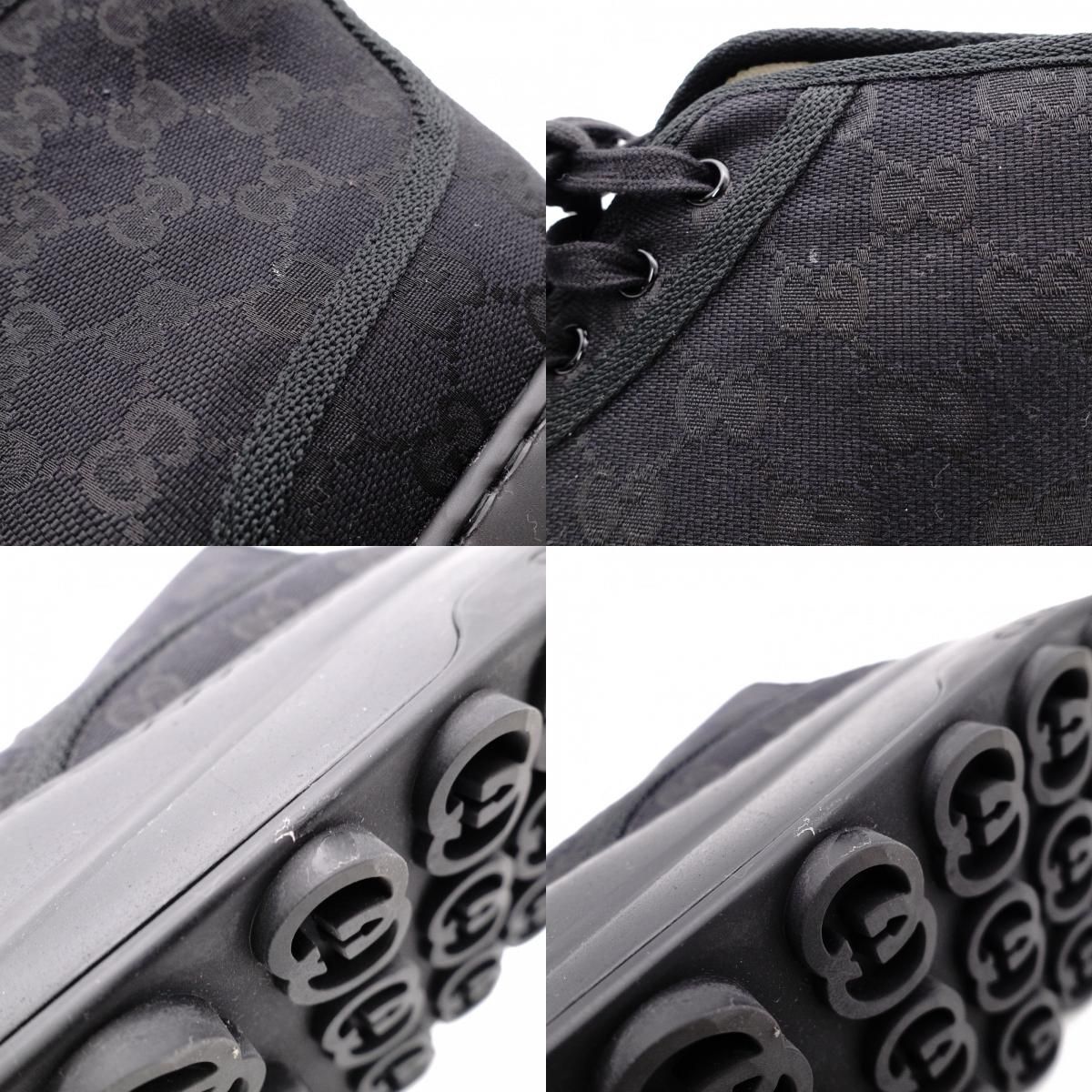 未使用 GUCCI グッチ スニーカー キャンバス ブラック メンズ US11.5 約29cm～29.5cm 黒 GGロゴ