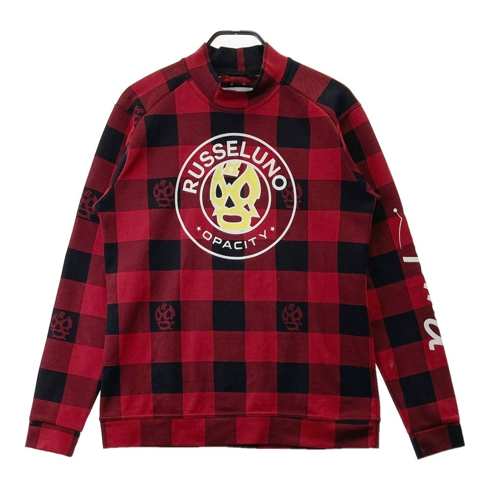 サイズ：5 RUSSELUNO ラッセルノ ハイネック長袖Tシャツ ルチャ チェック柄 レッド系 [240101699879] ゴルフウェア メンズ ストスト