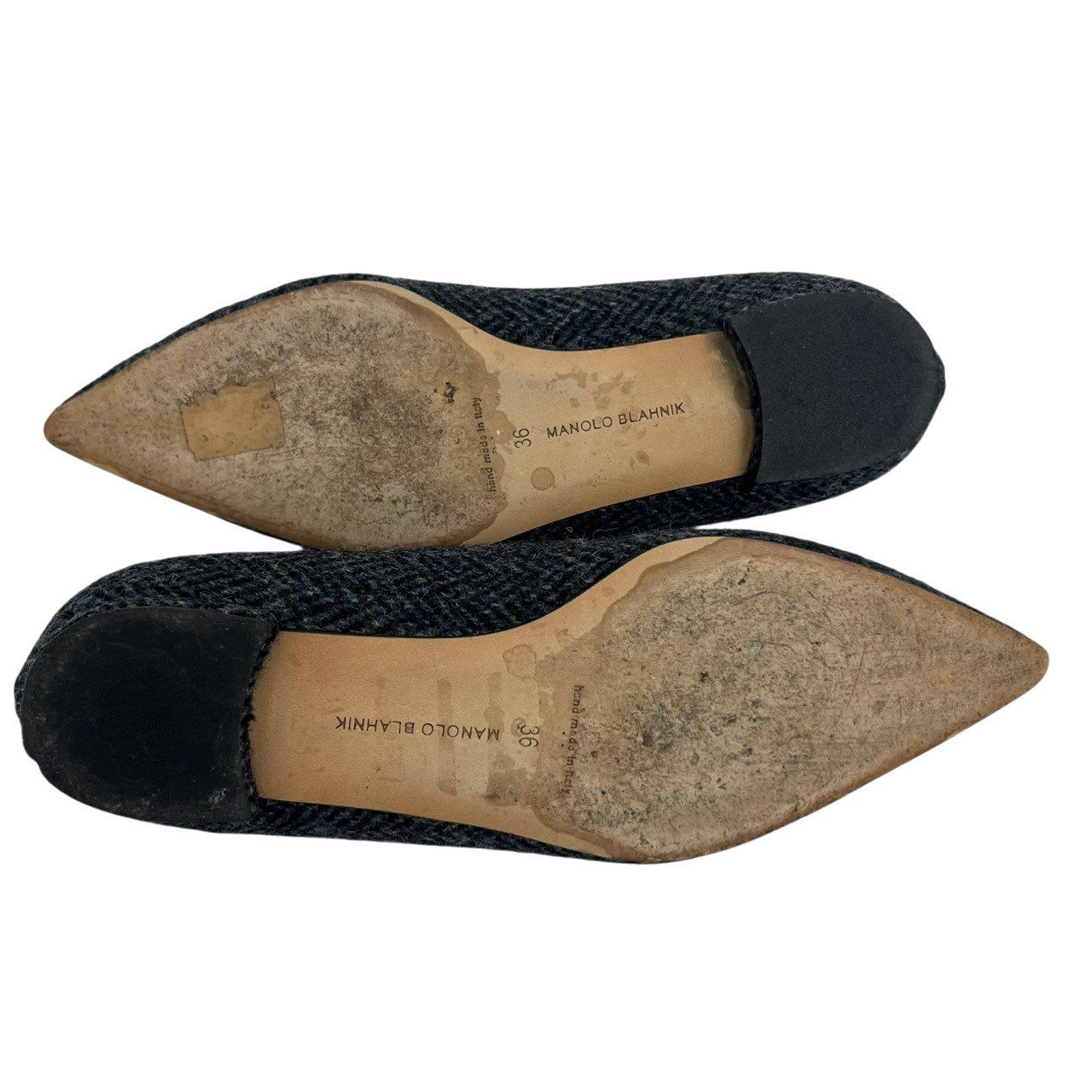 美品/MANOLO BLAHNIK/マノロブラニク/ハンギシ/ツイード/フラット/パンプス/36/RS1440