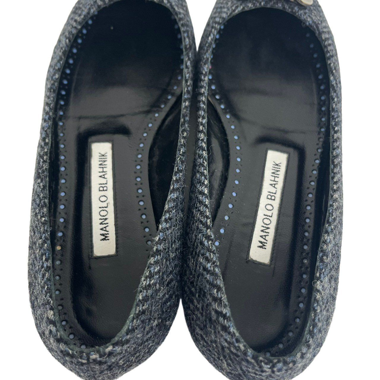 美品/MANOLO BLAHNIK/マノロブラニク/ハンギシ/ツイード/フラット/パンプス/36/RS1440