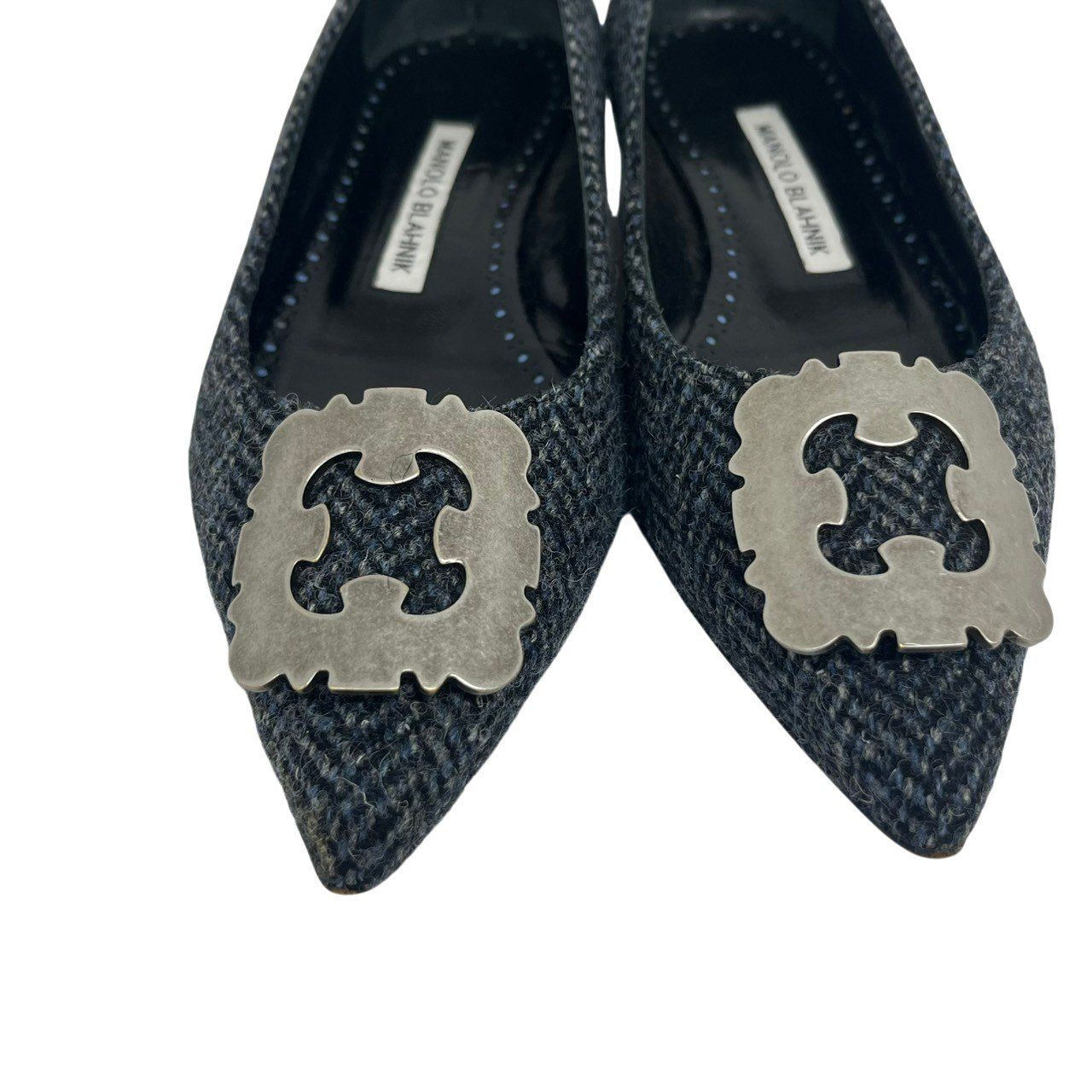 美品/MANOLO BLAHNIK/マノロブラニク/ハンギシ/ツイード/フラット/パンプス/36/RS1440