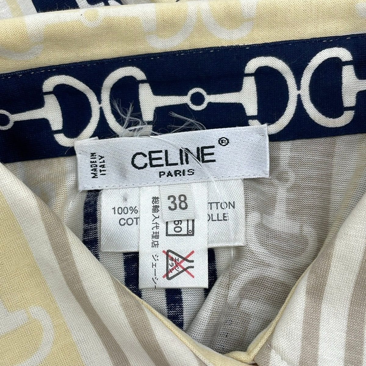 CELINE(セリーヌ) 長袖シャツブラウス サイズ38 M レディース美品 - アイボリー×黒×マルチ ストライプ CELINE(セリーヌ) 長袖シャツブラウス サイズ38 M レディース美品 - アイボリー×黒×マルチ ストライプ