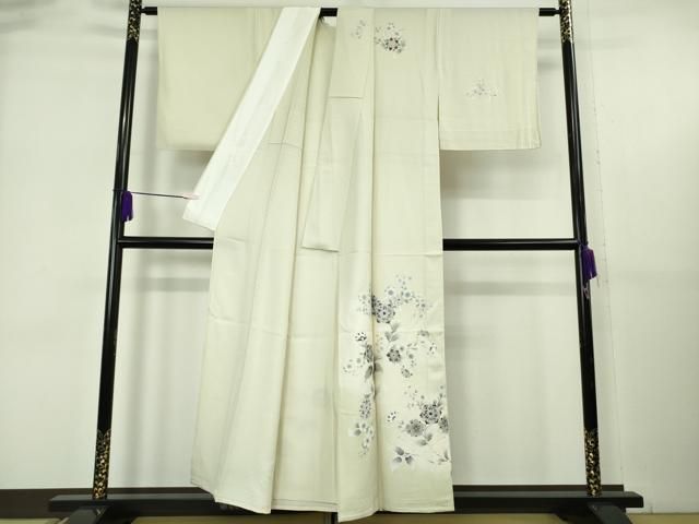 平和屋着物▽極上 訪問着 単衣 京友禅 草花文 象牙色地 銀彩 反端付き 逸品 DZAB6361kh6 平和屋着物▽極上 訪問着 単衣 京友禅 草花文 象牙色地 銀彩 反端付き 逸品 DZAB6361kh6