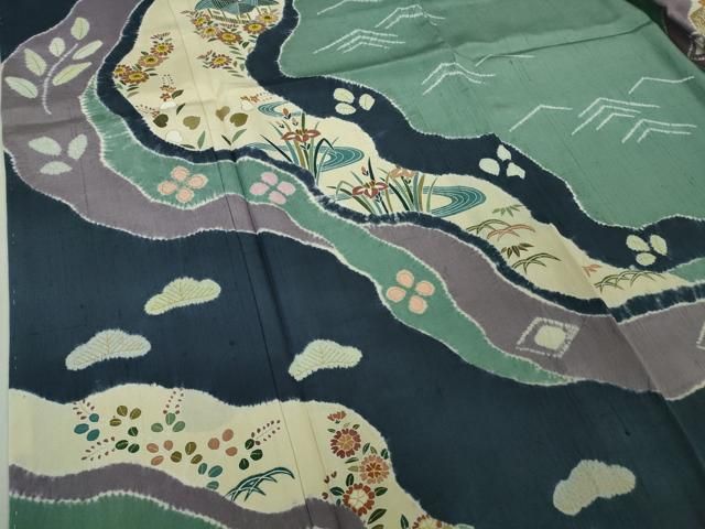 平和屋着物●極上 京友禅の第一人者 松井青々 訪問着 紬地 絞り 風景花文 逸品 未使用 DZAB6368kh6 平和屋着物●極上 京友禅の第一人者 松井青々 訪問着 紬地 絞り 風景花文 逸品 未使用 DZAB6368kh6