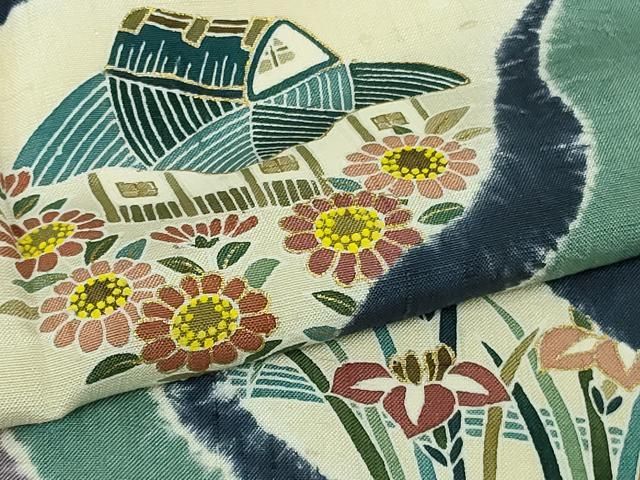 平和屋着物●極上 京友禅の第一人者 松井青々 訪問着 紬地 絞り 風景花文 逸品 未使用 DZAB6368kh6 平和屋着物●極上 京友禅の第一人者 松井青々 訪問着 紬地 絞り 風景花文 逸品 未使用 DZAB6368kh6
