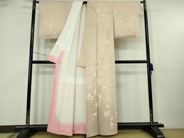 平和屋着物●極上 訪問着 駒刺繍 枝垂れ花 肌色地 暈し染め 金彩 逸品 DZAB6520kh6 平和屋着物●極上 訪問着 駒刺繍 枝垂れ花 肌色地 暈し染め 金彩 逸品 DZAB6520kh6
