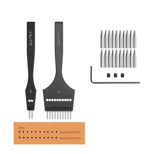 WUTA 取り外し可能な 丸目打ち レザーホールパンチ レザークラフト 穴あけ 工具 セット レースステッチ ラウンドホールパンチ ヨーロッパ目打ち 第2世代 3mm-(2+10)送料無料 bbffc740