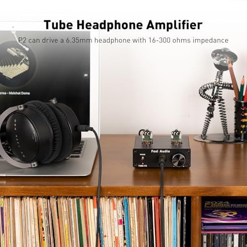Fosi Audio P2 ヘッドフォン アンプ 小型 真空管 ヘッドホンアンプ ミニ HiFi ステレオ オーディオ 低グランドノイズ出力保護 6.35mmポート (電源付き) [並行輸入品]送料無料 898d64cc