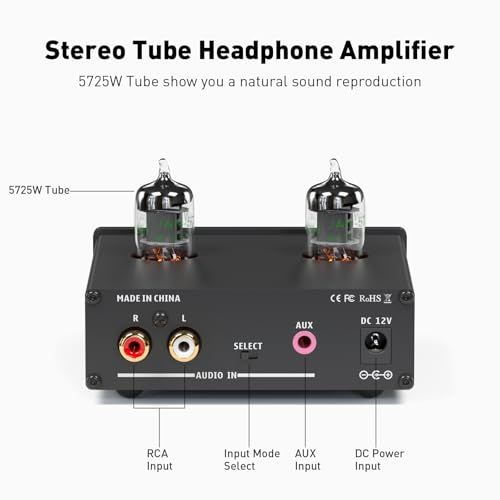 Fosi Audio P2 ヘッドフォン アンプ 小型 真空管 ヘッドホンアンプ ミニ HiFi ステレオ オーディオ 低グランドノイズ出力保護 6.35mmポート (電源付き) [並行輸入品]送料無料 898d64cc