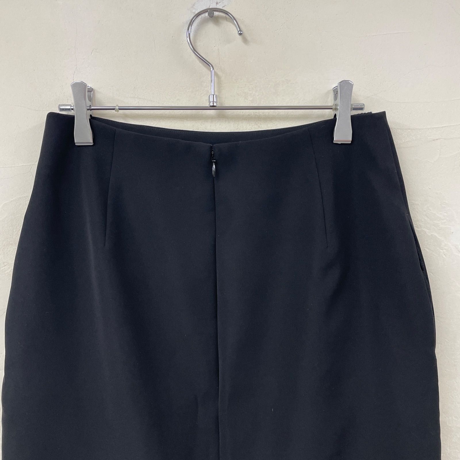 BORDERS at BALCONY ボーダーズアットバルコニー サイドフリルロングスカート ストレート バックファスナー スリット 裏地付 size38 ブラック ポリエステル