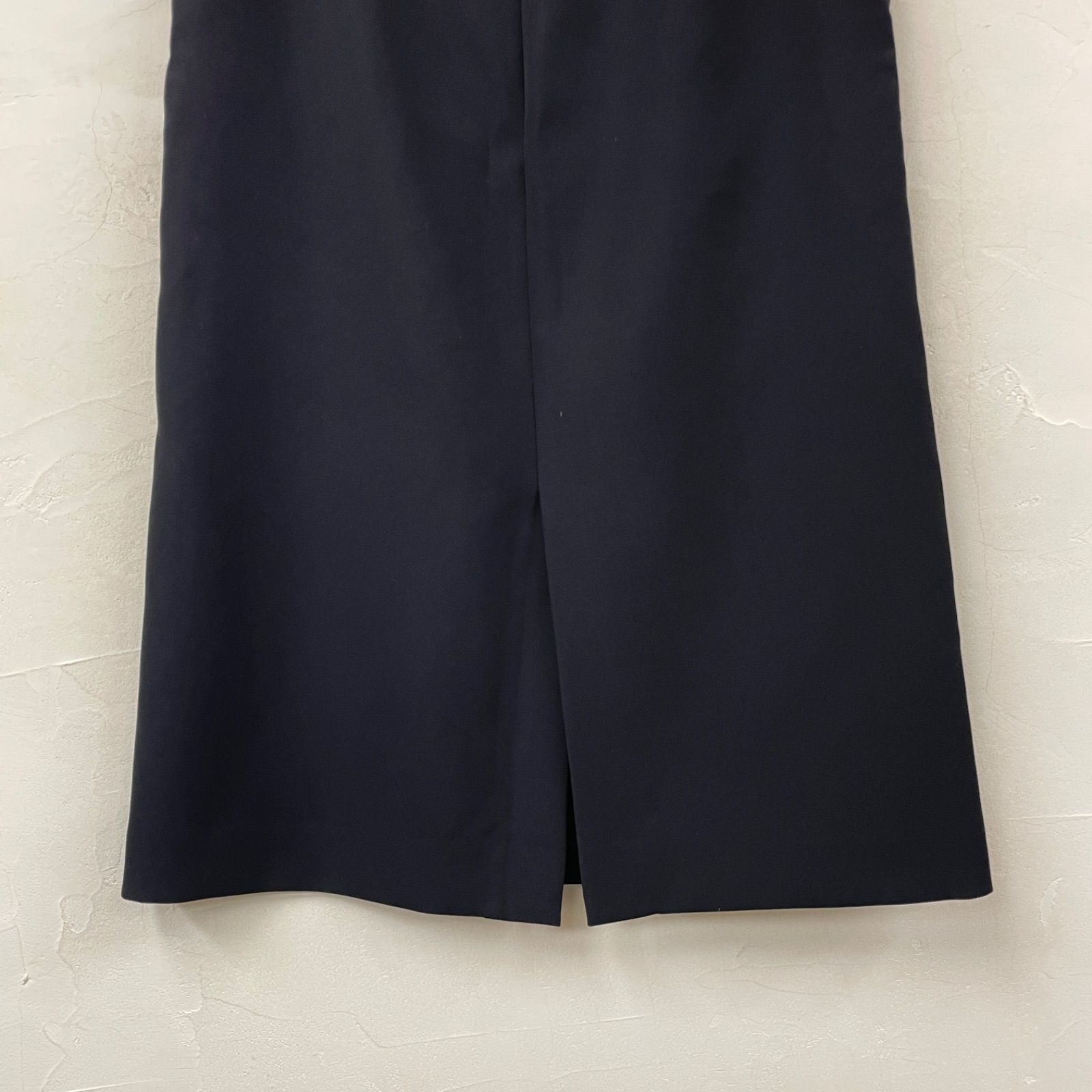 BORDERS at BALCONY ボーダーズアットバルコニー サイドフリルロングスカート ストレート バックファスナー スリット 裏地付 size38 ブラック ポリエステル