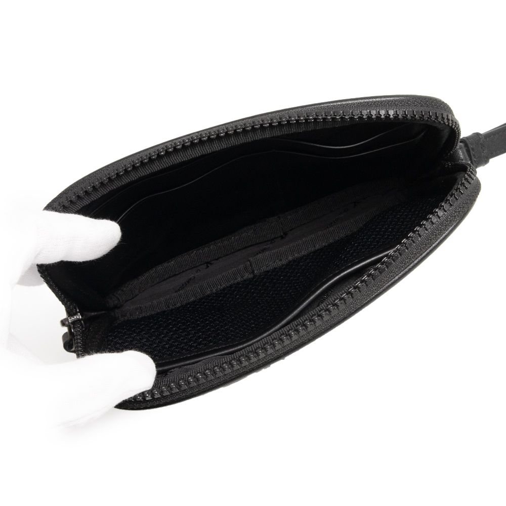 バリー ミニクラッチバッグ レザー ブラック ポーチ シルバー金具 BALLY（未使用　展示品）