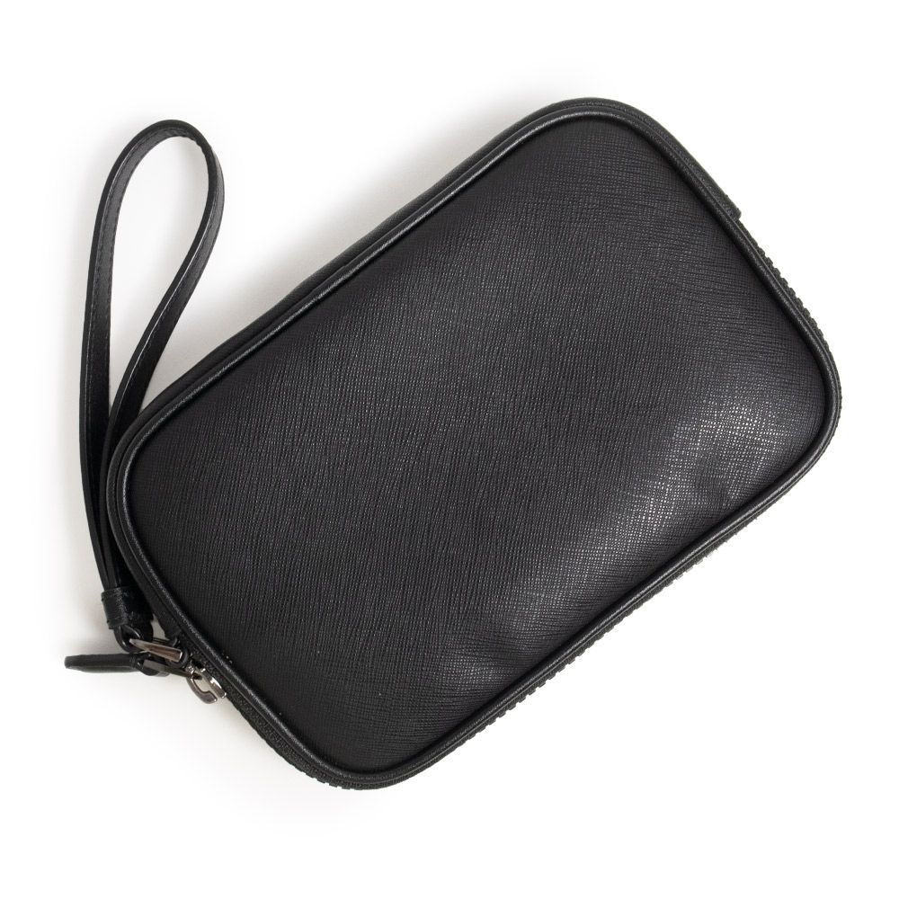 バリー ミニクラッチバッグ レザー ブラック ポーチ シルバー金具 BALLY（未使用　展示品）