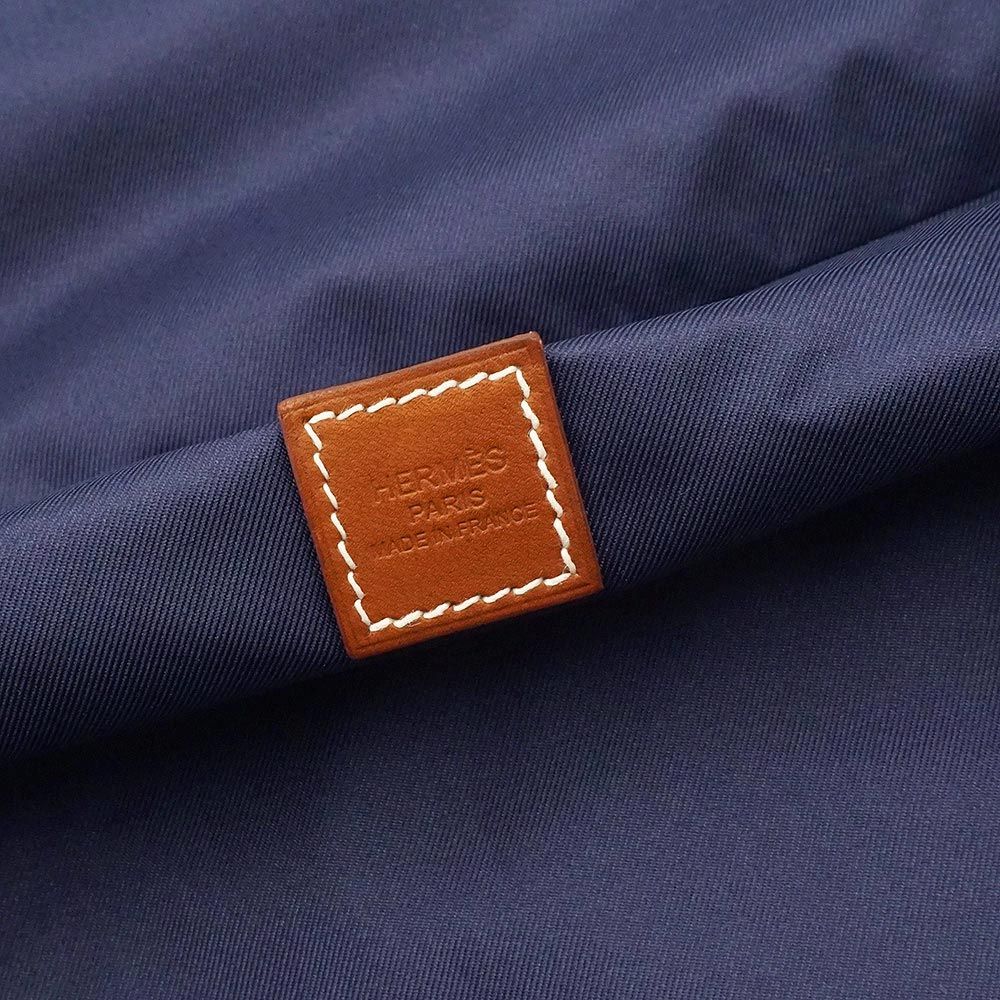 エルメス ウース ドゥ ヴォヤージュ MM カンカイユリ エケストル Quincaillerie Equestre シルク100％ ブルードゥフランス B刻印 バッグイン ポーチ トラベル ケース シルバー金具 箱付 HERMES（新品・未使用品）