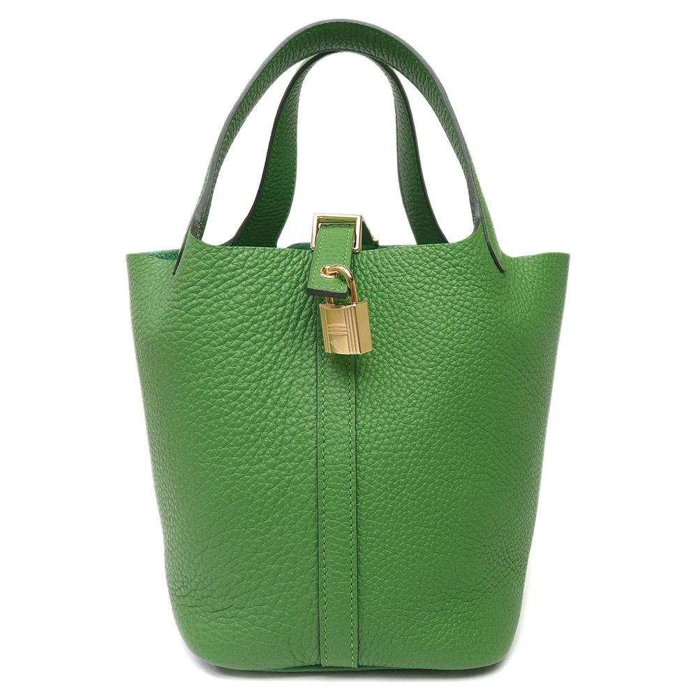 エルメス ピコタンロック 18 PM トリヨンクレマンス Vert Yucca ヴェールユッカ グリーン B刻印 ハンドバッグ レザー ゴールド金具 HERMES（新品・未使用品）