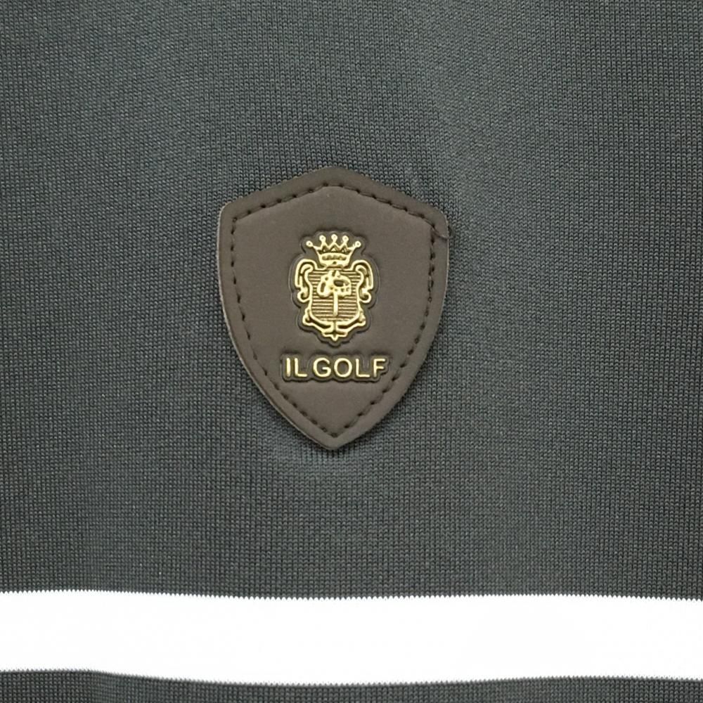 超美品】フェリージイルゴルフ 半袖ハイネックシャツ グレー×白 パネル