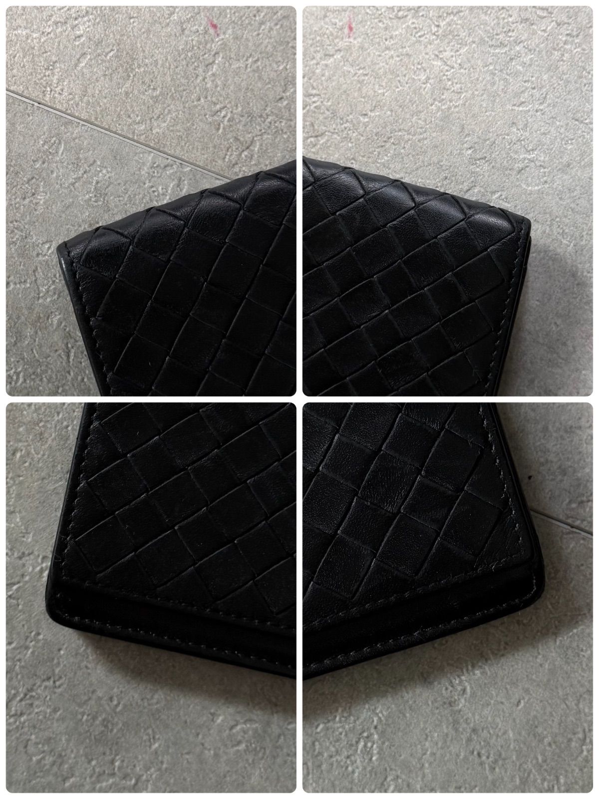 BOTTEGA VENETA ボッテガヴェネタ イントレチャート 名刺入れ カードケース 二つ折り レザー 革 ブラック メンズ レディース