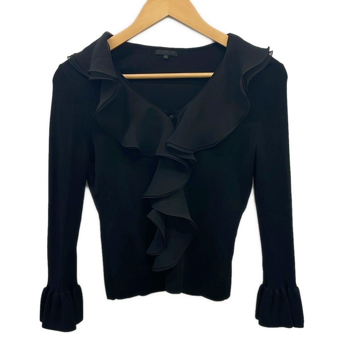 TO BE CHIC(トゥービーシック) カーディガン サイズ2 M レディース美品 - 黒 長袖/フリル