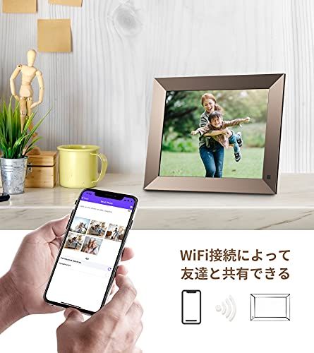 Dragon Touch デジタルフォトフレーム 10インチタッチスクリーン WiFi対応 IPS広視野角 人感センサー 16GB内蔵メモリ 磁気式スタンド付き 自動回転機能 写真動画再生/カレンダー/アラーム 良いギフト 日本語取扱説明書 2b1cade4