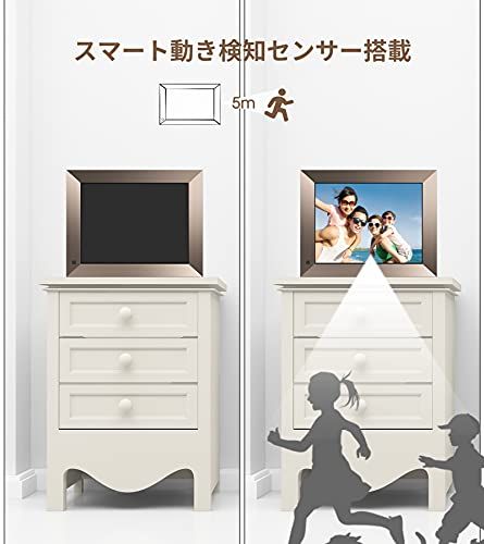 Dragon Touch デジタルフォトフレーム 10インチタッチスクリーン WiFi対応 IPS広視野角 人感センサー 16GB内蔵メモリ 磁気式スタンド付き 自動回転機能 写真動画再生/カレンダー/アラーム 良いギフト 日本語取扱説明書 2b1cade4