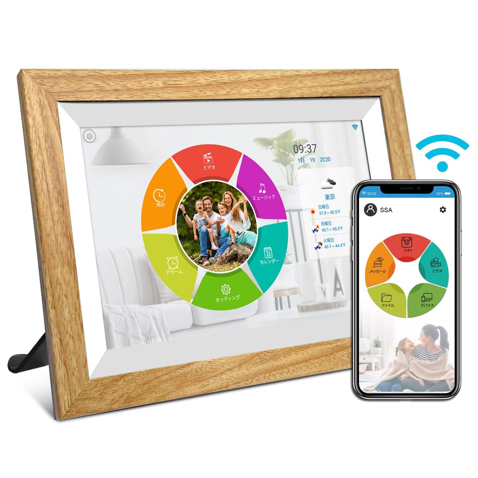 moonka デジタルフォトフレーム 10.1インチ wifi 人感センサー 1280*800 32GBストレージ内蔵 タッチパネル 写真や動画音楽再生 スライドショー IPS タッチパネル 広角視野 無料アプリ プレゼント用 日本語説明書 9c6897ff