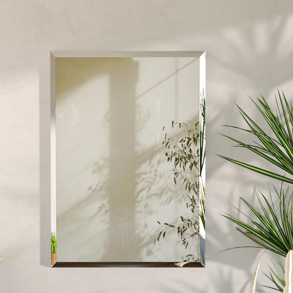 鏡 壁掛け ウォールミラー 40*50cm 洗面鏡 ミラー 浴室 お風呂 洗面台 厚さ4mm″mn f3263d33